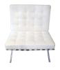 Knoll Barcelona Chair w/White Leather Upholstery by Unknown