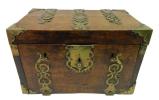 Antique Continental Wooden Chest with Brass Mounts, 18th Century (English or Spanish) by Unknown